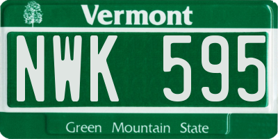 VT license plate NWK595