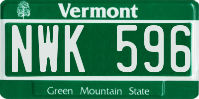 VT license plate NWK596