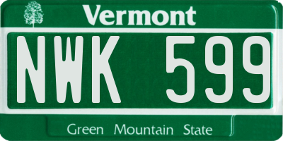 VT license plate NWK599