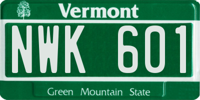 VT license plate NWK601