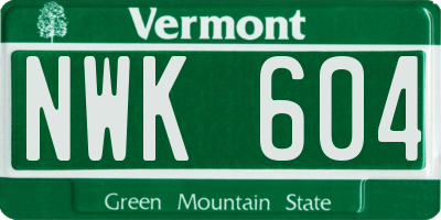 VT license plate NWK604