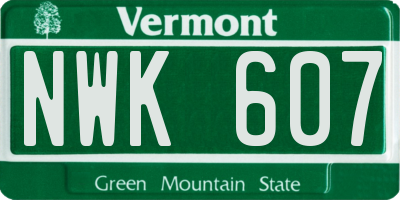 VT license plate NWK607