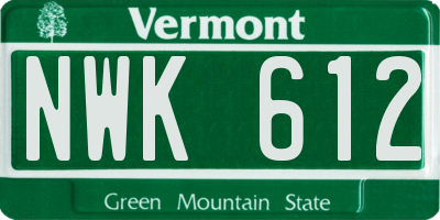 VT license plate NWK612