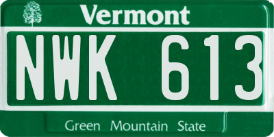VT license plate NWK613