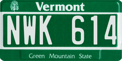 VT license plate NWK614