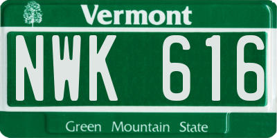 VT license plate NWK616