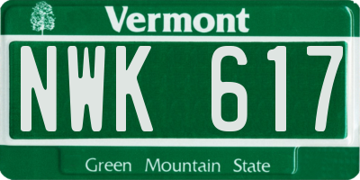 VT license plate NWK617