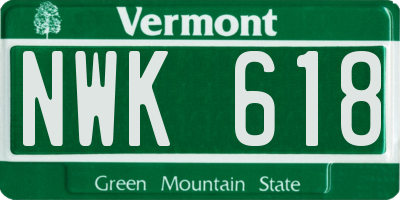 VT license plate NWK618