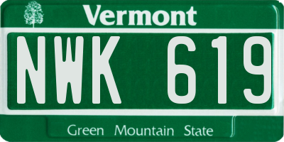 VT license plate NWK619