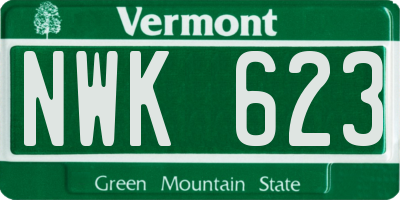 VT license plate NWK623