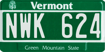 VT license plate NWK624