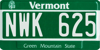 VT license plate NWK625