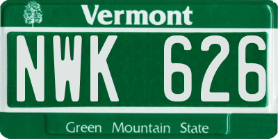 VT license plate NWK626