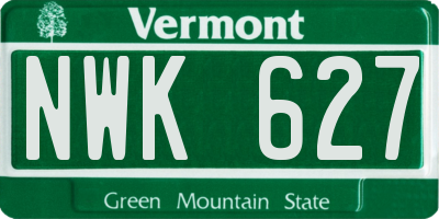 VT license plate NWK627