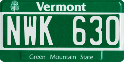 VT license plate NWK630