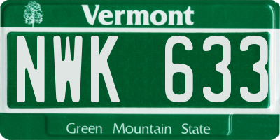 VT license plate NWK633