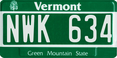 VT license plate NWK634