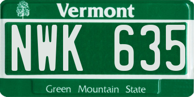 VT license plate NWK635
