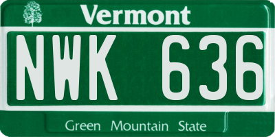 VT license plate NWK636