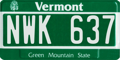 VT license plate NWK637