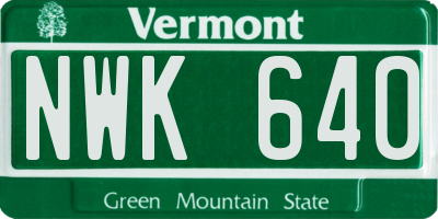 VT license plate NWK640