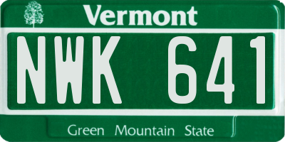 VT license plate NWK641