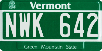 VT license plate NWK642