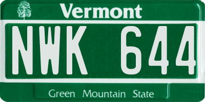 VT license plate NWK644