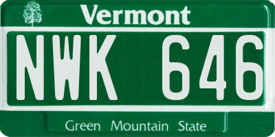 VT license plate NWK646