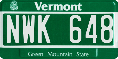 VT license plate NWK648