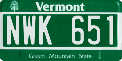 VT license plate NWK651