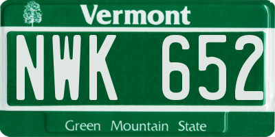 VT license plate NWK652