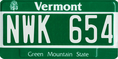 VT license plate NWK654