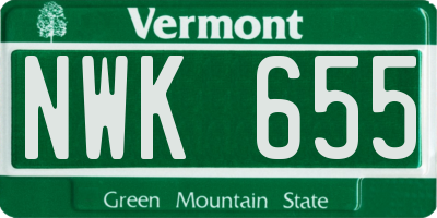 VT license plate NWK655