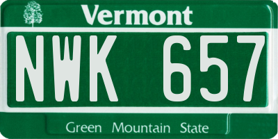 VT license plate NWK657