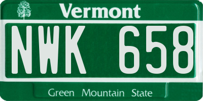 VT license plate NWK658