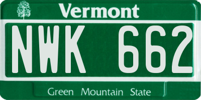 VT license plate NWK662
