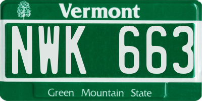 VT license plate NWK663