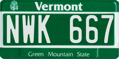 VT license plate NWK667