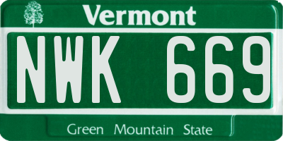 VT license plate NWK669