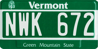 VT license plate NWK672
