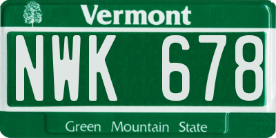 VT license plate NWK678
