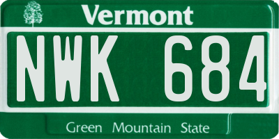 VT license plate NWK684