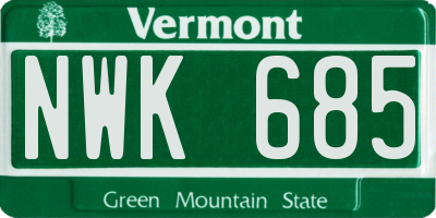 VT license plate NWK685