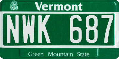 VT license plate NWK687