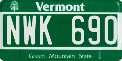 VT license plate NWK690