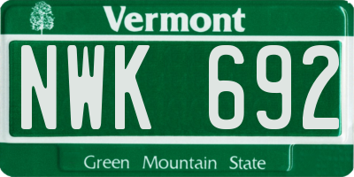 VT license plate NWK692