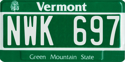 VT license plate NWK697