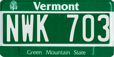 VT license plate NWK703