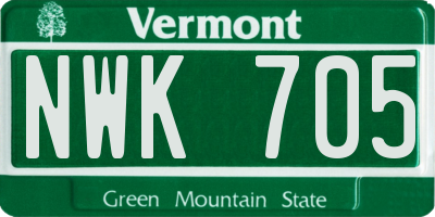 VT license plate NWK705